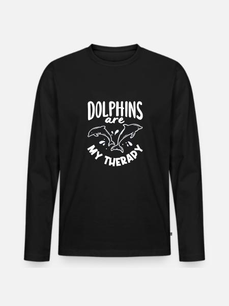 Dolphins are my therapy - Men's Premium Organic Long Sleeve Shirt - black