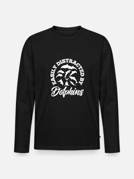 Easily distracted by dolphins - Men's Premium Organic Long Sleeve Shirt - black