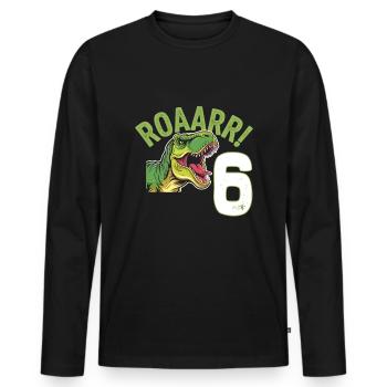 6. Geburtstag 6 Jahre Dino Dinosaurier Fan - Männer Premium Bio Langarmshirt - Schwarz - Vorne - Nico (187cm)
