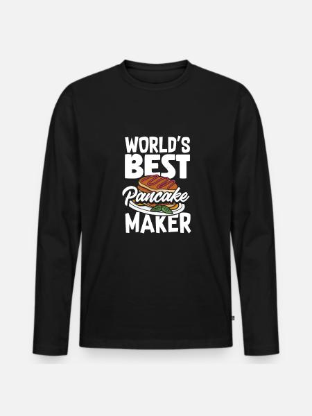 Funny Pancake Lover Gift - Men's Premium Organic Long Sleeve Shirt - black