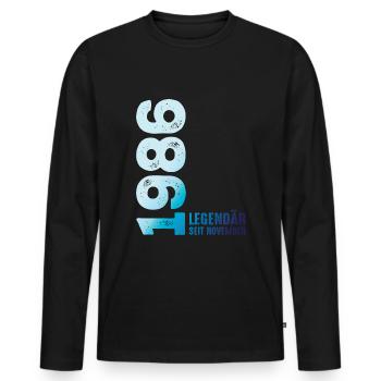 Limited Edition November 1986 Legendär Seit - Männer Premium Bio Langarmshirt - Schwarz - Vorne - Nico (187cm)