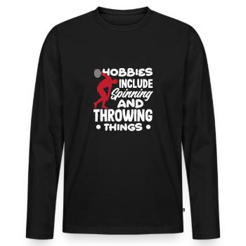 Lancer du disque Athlète Cadeau d’athlète - T-shirt manches longues Premium bio Homme - noir - Devant - Nico (187cm)