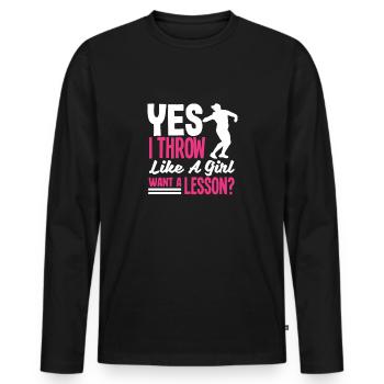 Lancer du disque Athlète Cadeau d’athlète - T-shirt manches longues Premium bio Homme - noir - Devant - Nico (187cm)