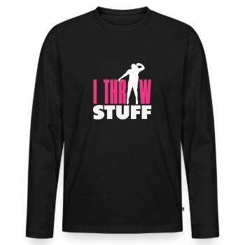 Lancer du disque Athlète Cadeau d’athlète - T-shirt manches longues Premium bio Homme - noir - Devant - Nico (187cm)