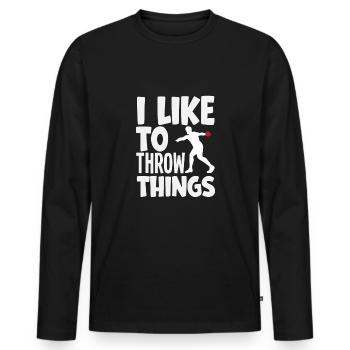 Lancer du disque Athlète Cadeau d’athlète - T-shirt manches longues Premium bio Homme - noir - Devant - Nico (187cm)