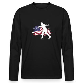 Lancer du disque Athlète Cadeau d’athlète - T-shirt manches longues Premium bio Homme - noir - Devant - Nico (187cm)