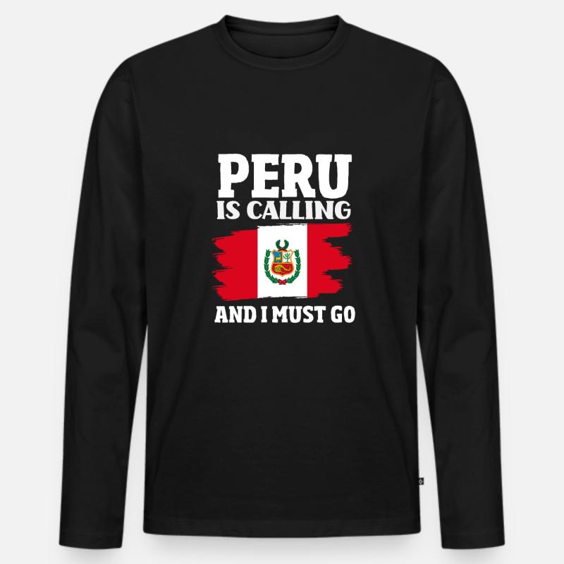 Peru Peruvian Gift - Men's Premium Organic Long Sleeve Shirt - black