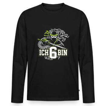 Ich Bin 6 Ninja Geburtstagsshirt - Männer Premium Bio Langarmshirt - Schwarz - Vorne - Nico (187cm)