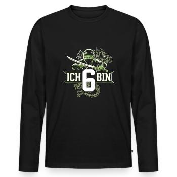 Ich Bin 6 Ninja Geburtstagsshirt - Männer Premium Bio Langarmshirt - Schwarz - Vorne - Nico (187cm)