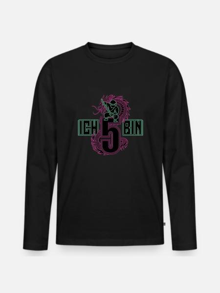I'm 5 Ninja Birthday Shirt - Men's Premium Organic Long Sleeve Shirt - black