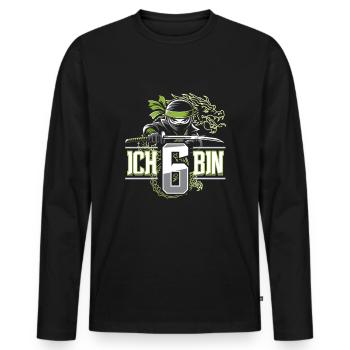 Ich Bin 6 Ninja Geburtstagsshirt - Männer Premium Bio Langarmshirt - Schwarz - Vorne - Nico (187cm)