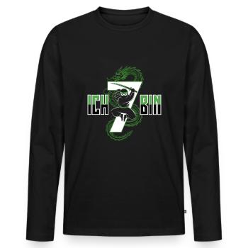 Ich Bin 7 Ninja Geburtstagsshirt - Männer Premium Bio Langarmshirt - Schwarz - Vorne - Nico (187cm)