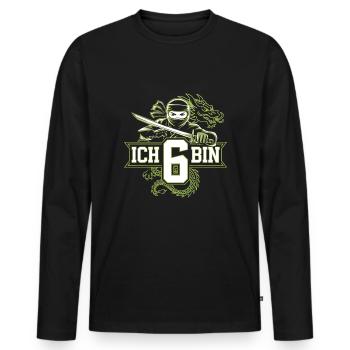 Ich Bin 6 Ninja Geburtstagsshirt - Männer Premium Bio Langarmshirt - Schwarz - Vorne - Nico (187cm)