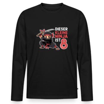 This Little Ninja Is 8 Birthday T-Shirt - Men's Premium Organic Long Sleeve Shirt - black - Front - Nico (187cm)