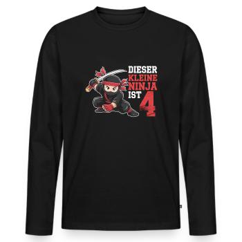 This Little Ninja Is 4 Birthday T-Shirt - Men's Premium Organic Long Sleeve Shirt - black - Front - Nico (187cm)