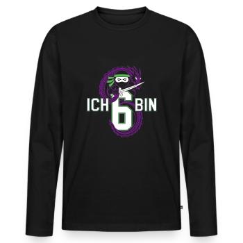 Ich Bin 6 Ninja Geburtstagsshirt - Männer Premium Bio Langarmshirt - Schwarz - Vorne - Nico (187cm)