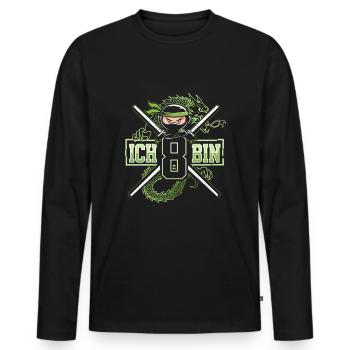 Ich Bin 8 Ninja Geburtstagsshirt - Männer Premium Bio Langarmshirt - Schwarz - Vorne - Nico (187cm)