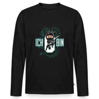Ich Bin 6 Ninja Geburtstagsshirt - Männer Premium Bio Langarmshirt - Schwarz - Vorne - Nico (187cm)