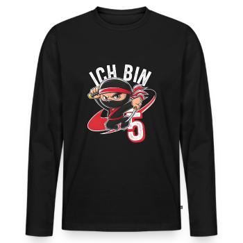 This Little Ninja Is 5 Birthday Shirt - Men's Premium Organic Long Sleeve Shirt - black - Front - Nico (187cm)