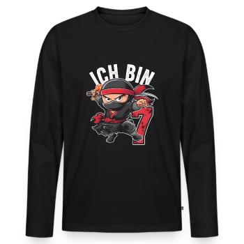 This Little Ninja Is 7 Birthday Shirt - Men's Premium Organic Long Sleeve Shirt - black - Front - Nico (187cm)
