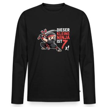 This Little Ninja Is 7 Birthday Shirt - Men's Premium Organic Long Sleeve Shirt - black - Front - Nico (187cm)