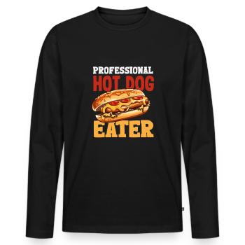 Lustiges Hot Dog Geschenk - Männer Premium Bio Langarmshirt - Schwarz - Vorne - Nico (187cm)