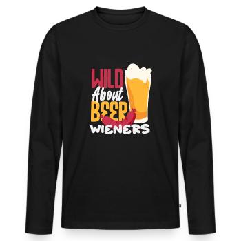 Saucisses et bière Enthusiast Hot Dog - T-shirt manches longues Premium bio Homme - noir - Devant - Nico (187cm)