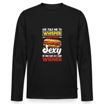 Sexy Hot Dog Whisper Something Viennese - Men's Premium Organic Long Sleeve Shirt - black - Front - Nico (187cm)