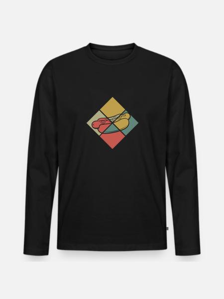 Hot Dog Geometric Pattern Enjoyment - Men's Premium Organic Long Sleeve Shirt - black