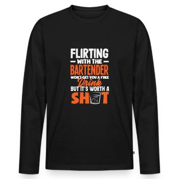 Funny Bartender Saying Bartender Gift - Men's Premium Organic Long Sleeve Shirt - black - Front - Nico (187cm)