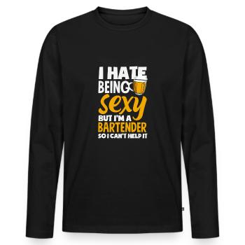 Funny Bartender Saying Bartender Gift - Men's Premium Organic Long Sleeve Shirt - black - Front - Nico (187cm)