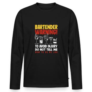 Funny Bartender Saying Bartender Gift - Men's Premium Organic Long Sleeve Shirt - black - Front - Nico (187cm)