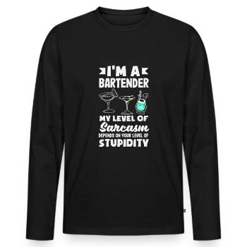 Lustiger Barkeeper Spruch Barkeeper Geschenk - Männer Premium Bio Langarmshirt - Schwarz - Vorne - Nico (187cm)