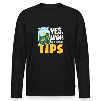 Lustiger Barkeeper Spruch Barkeeper Geschenk - Männer Premium Bio Langarmshirt - Schwarz - Vorne - Nico (187cm)