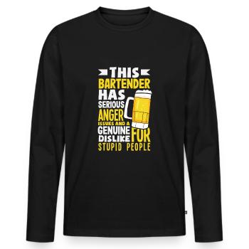 Lustiger Barkeeper Spruch Barkeeper Geschenk - Männer Premium Bio Langarmshirt - Schwarz - Vorne - Nico (187cm)