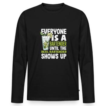 Lustiger Barkeeper Spruch Barkeeper Geschenk - Männer Premium Bio Langarmshirt - Schwarz - Vorne - Nico (187cm)