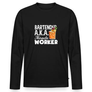 Lustiger Barkeeper Spruch Barkeeper Geschenk - Männer Premium Bio Langarmshirt - Schwarz - Vorne - Nico (187cm)