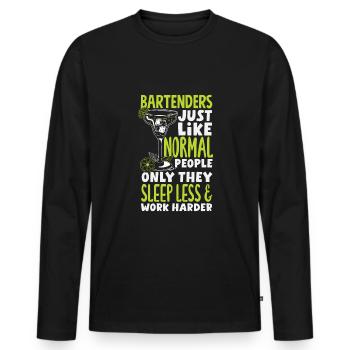 Funny Bartender Saying Bartender Gift - Men's Premium Organic Long Sleeve Shirt - black - Front - Nico (187cm)