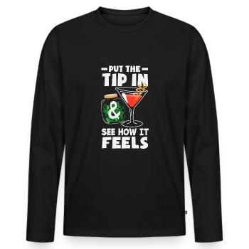Funny Bartender Saying Bartender Gift - Men's Premium Organic Long Sleeve Shirt - black - Front - Nico (187cm)