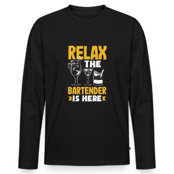 Funny Bartender Saying Bartender Gift - Men's Premium Organic Long Sleeve Shirt - black - Front - Nico (187cm)