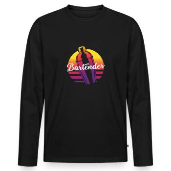 Funny Bartender Saying Bartender Gift - Men's Premium Organic Long Sleeve Shirt - black - Front - Nico (187cm)