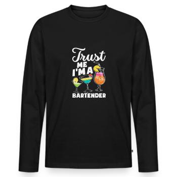 Funny Bartender Saying Bartender Gift - Men's Premium Organic Long Sleeve Shirt - black - Front - Nico (187cm)