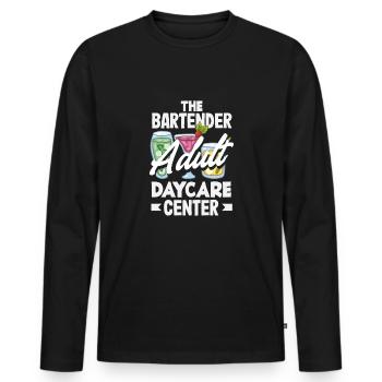 Funny Bartender Saying Bartender Gift - Men's Premium Organic Long Sleeve Shirt - black - Front - Nico (187cm)