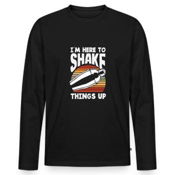 Funny Bartender Saying Bartender Gift - Men's Premium Organic Long Sleeve Shirt - black - Front - Nico (187cm)