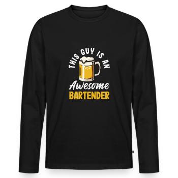 Funny Bartender Saying Bartender Gift - Men's Premium Organic Long Sleeve Shirt - black - Front - Nico (187cm)