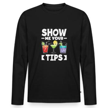 Lustiger Barkeeper Spruch Barkeeper Geschenk - Männer Premium Bio Langarmshirt - Schwarz - Vorne - Nico (187cm)