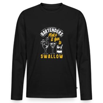 Funny Bartender Saying Bartender Gift - Men's Premium Organic Long Sleeve Shirt - black - Front - Nico (187cm)