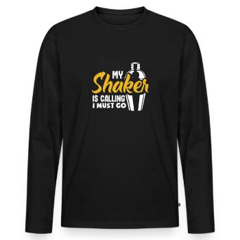 Funny Bartender Saying Bartender Gift - Men's Premium Organic Long Sleeve Shirt - black - Front - Nico (187cm)