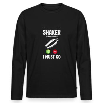 Funny Bartender Saying Bartender Gift - Men's Premium Organic Long Sleeve Shirt - black - Front - Nico (187cm)