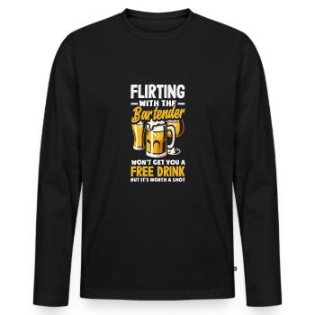 Funny Bartender Saying Bartender Gift - Men's Premium Organic Long Sleeve Shirt - black - Front - Nico (187cm)